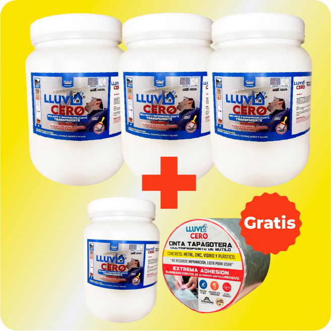 Lluvia Cero 1 galon por el precio de 3 Litros +brocha+   cinta Impermeabilizante